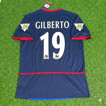 Gilberto Silva 19- Arsenal 2002-2004 Black Blue o2 Retro Kit Jersey Trikot Maglia Camiseta Soccer Shirt