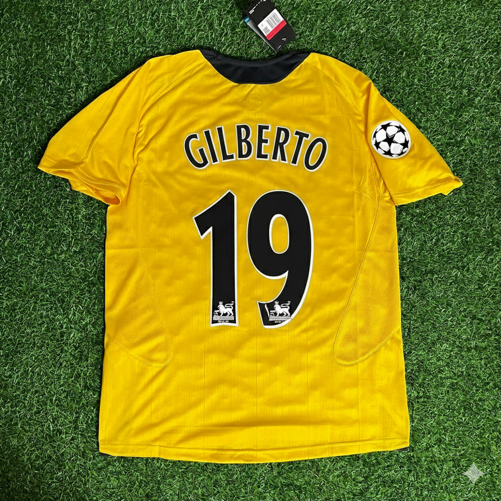 Gilberto Silva 19 - Arsenal 2005/06 Yellow Retro Kit Jersey Trikot Maillot Maglia