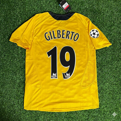 Gilberto Silva 19 - Arsenal 2005/06 Yellow Retro Kit Jersey Trikot Maillot Maglia