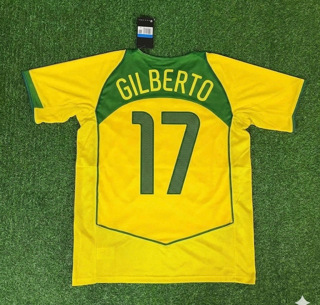 Gilberto Silva 17– Brazil 2004–2006 Retro Kit Jersey – | Trikot | Maillot Soccer Shirt