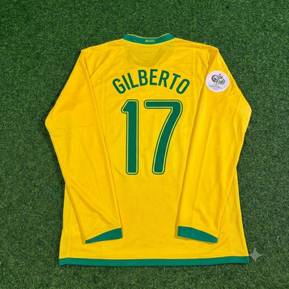 Gilberto Silva #17 Brazil 2006 World Cup Long Sleeve Football Jersey