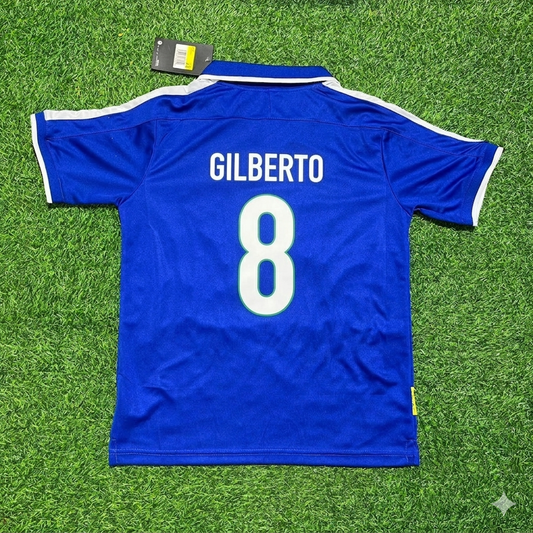 Gilberto Silva Brazil Blue Retro Football Jersey