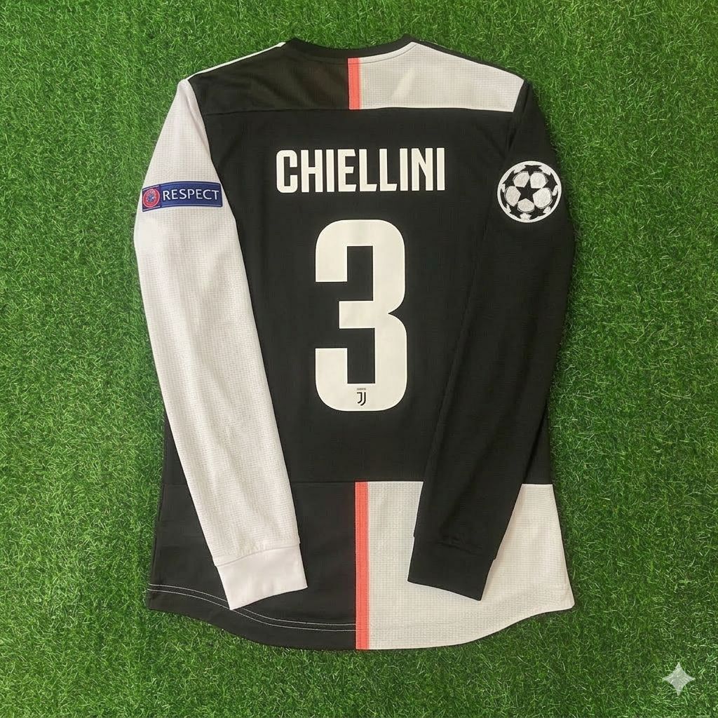 Giorgio Chiellini 3- Juventus Long Sleeve 2019 2020 Retro White Black Jersey Trikot Maglia