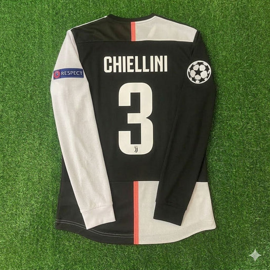 Giorgio Chiellini 3- Juventus Long Sleeve 2019 2020 Retro White Black Jersey Trikot Maglia