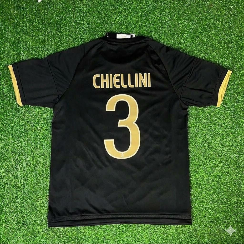 Giorgio Chiellini 3- Juventus Retro Black Kit Jersey Trikot Maglia Soccer Shirt