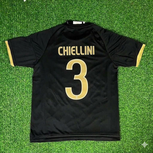 Giorgio Chiellini 3- Juventus Retro Black Kit Jersey Trikot Maglia Soccer Shirt
