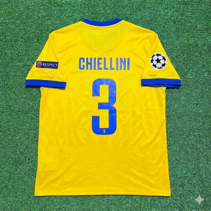 Giorgio Chiellini Juventus 2017-2018 Yellow Retro Football Jersey