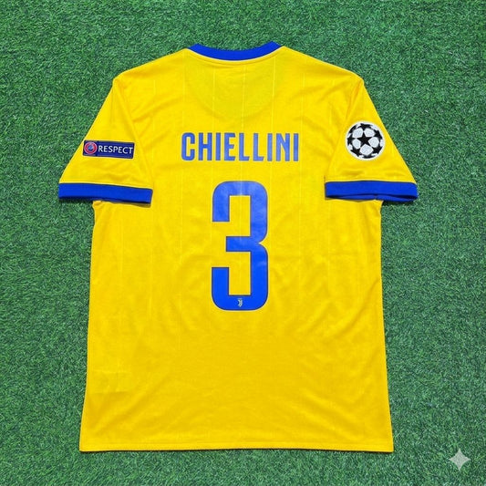 Giorgio Chiellini Juventus 2017-2018 Yellow Retro Football Jersey