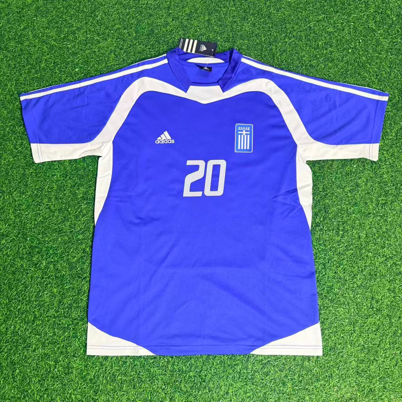 Giorgos Karagounis Greece EURO 2004 Final Blue Retro Home Kit Jersey Soccer Shirt