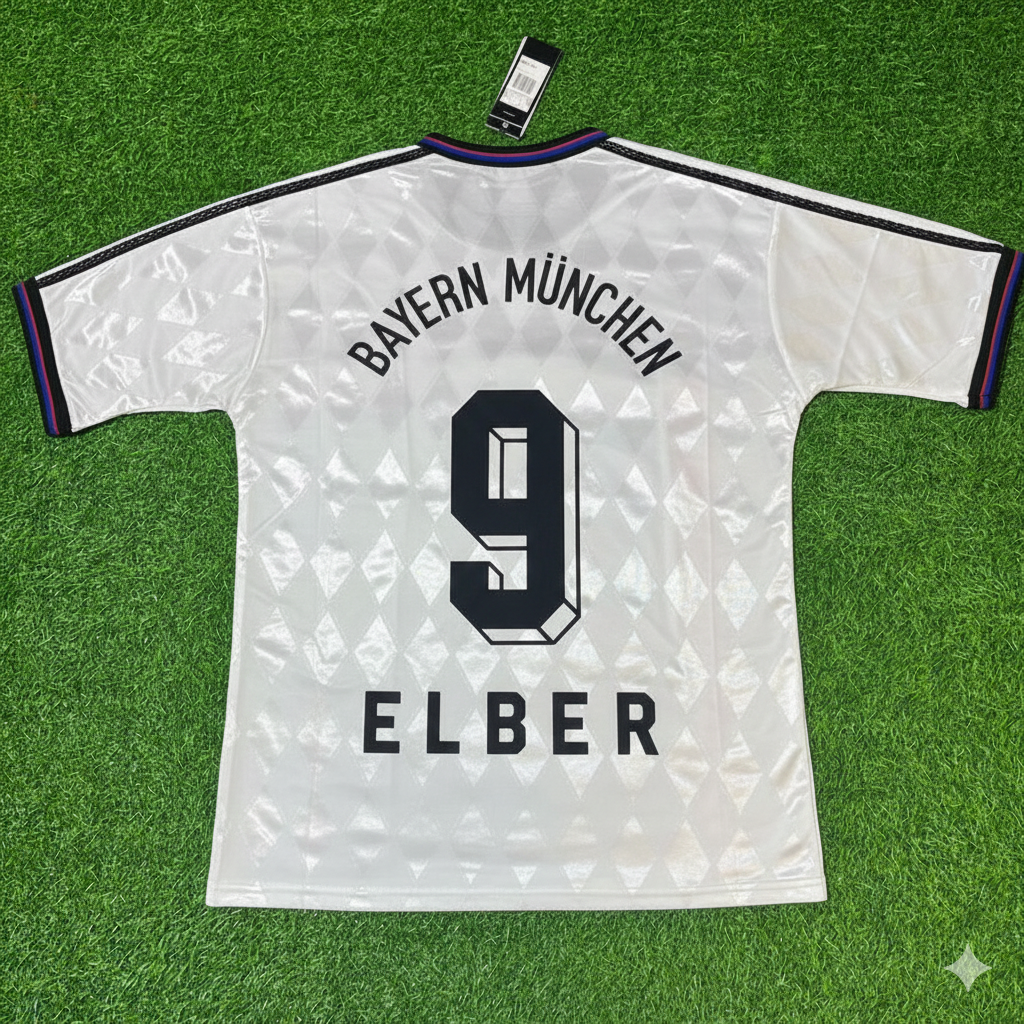 Giovane Elber Bayern Munich 1997–1998 Away White Retro Football Jersey Kit
