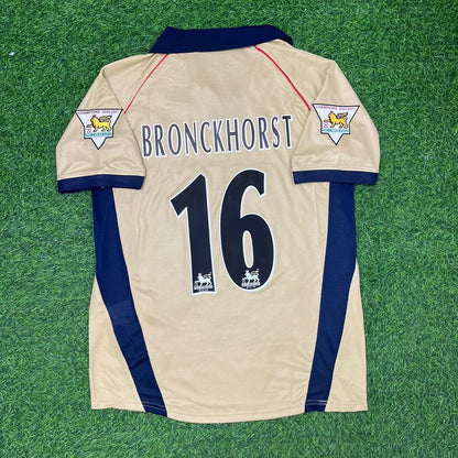 Giovanni van Bronckhorst Arsenal 2001-2002 Away Golden Retro Football Jersey