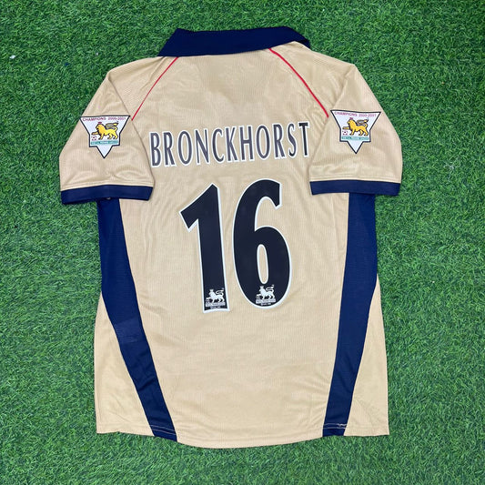 Giovanni van Bronckhorst Arsenal 2001-2002 Away Golden Retro Football Jersey