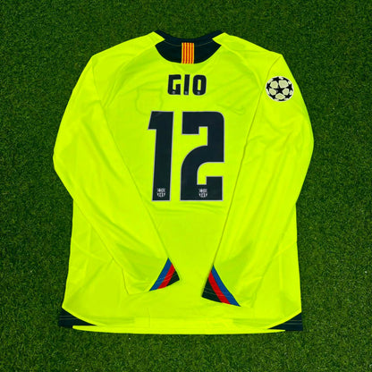 Maillot de football rétro à manches longues jaune-vert Giovanni van Bronckhorst Barcelone 2005-2006