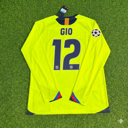Giovanni van Bronckhorst Barcelona 2005-2006 Yellow Green Retro Long Sleeve Football Jersey