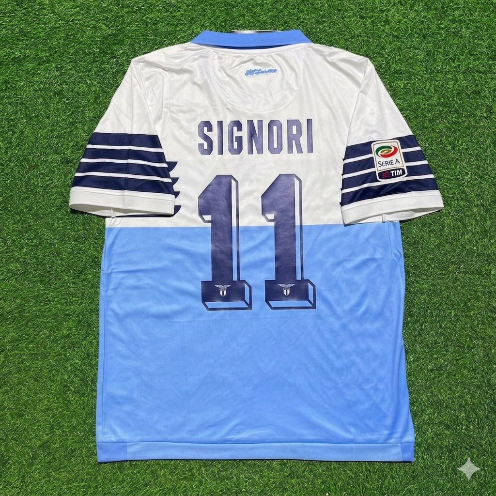 Giuseppe Signori #11 Lazio White Blue Retro Home Football Jersey