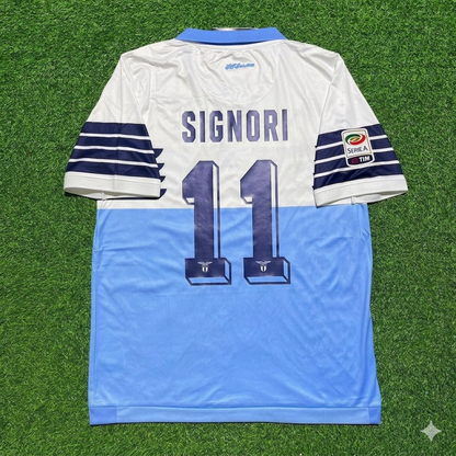 Giuseppe Signori #11 Lazio White Blue Retro Home Football Jersey
