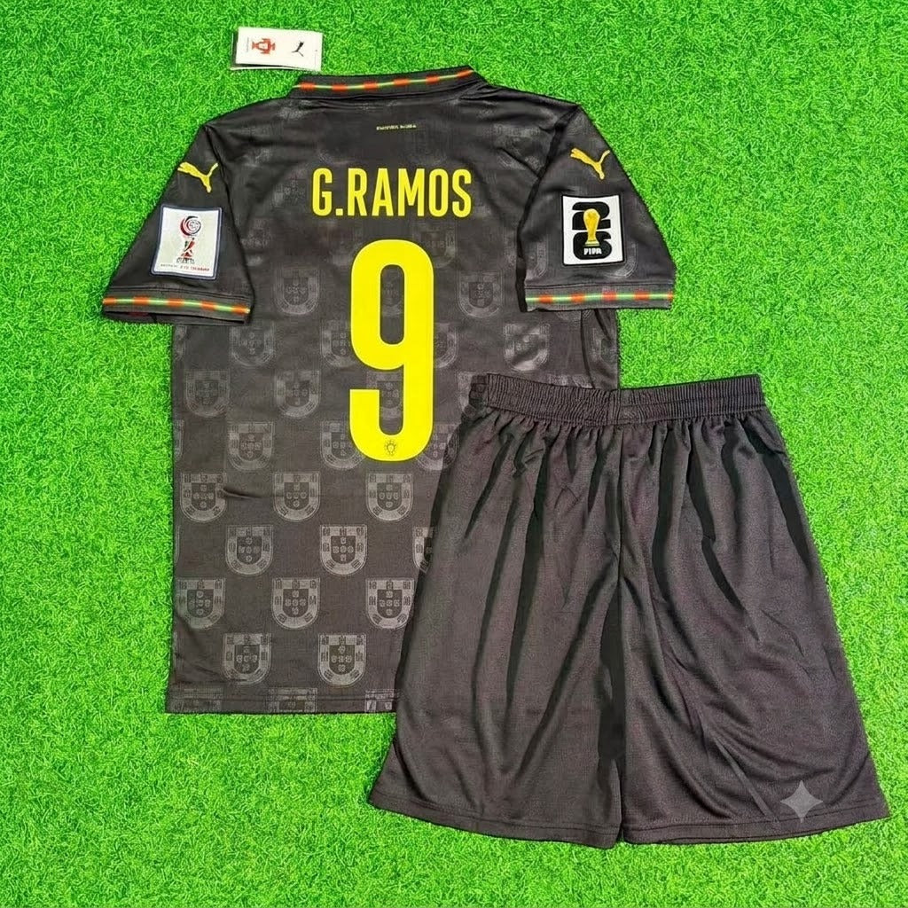 Gonçalo Ramos Portugal 2026 World Cup Black Kids Football Jersey