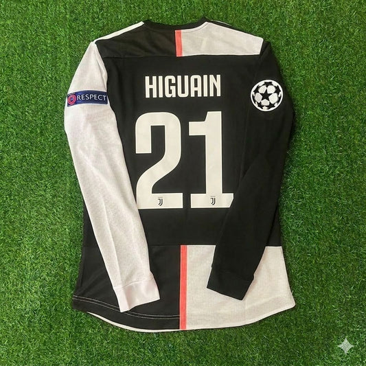 Gonzalo Higuaín 21- Juventus Long Sleeve 2019 2020 Retro White Black Jersey Trikot Maglia