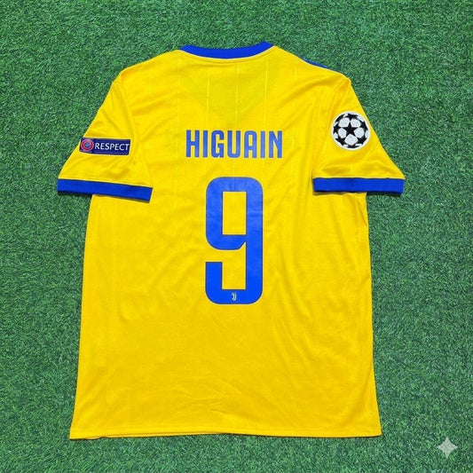 Gonzalo Higuain Juventus 2017-2018 Yellow Retro Football Jersey
