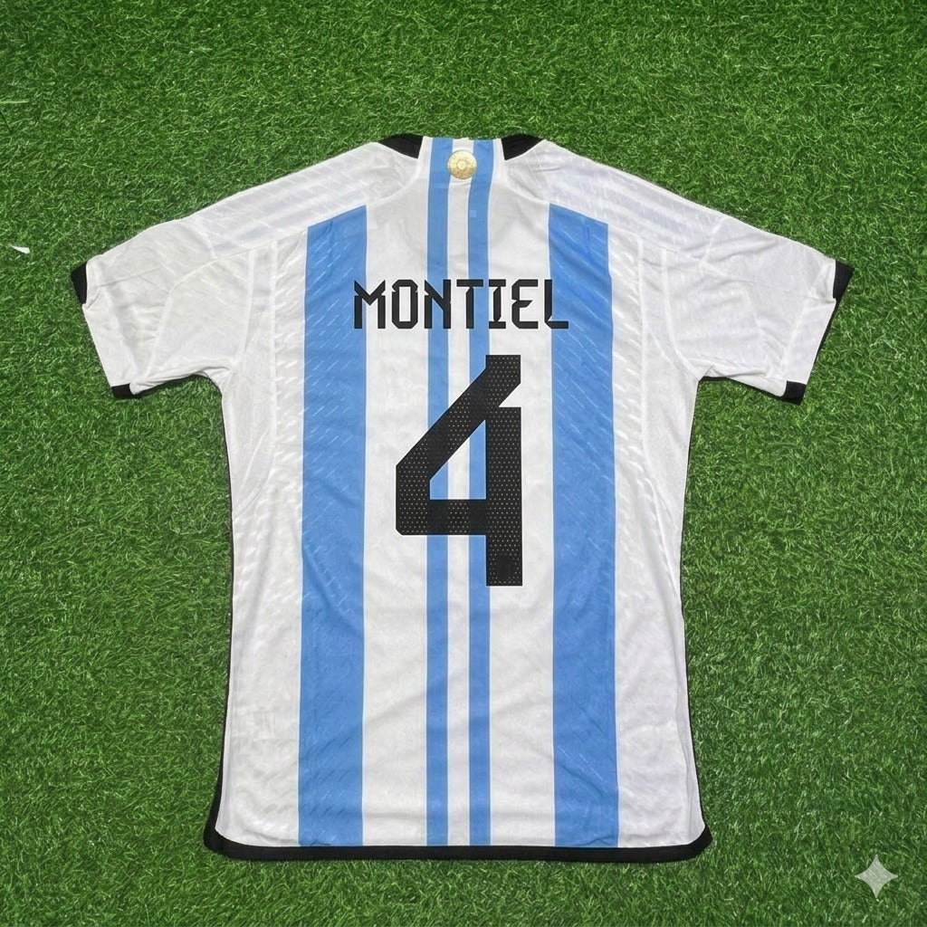 Gonzalo Montiel 4- Argentina 2022 Qatar World Cup Champion Home Jersey Maillot Trikot Maglia Soccer Shirt
