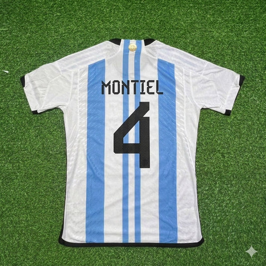 Gonzalo Montiel 4- Argentina 2022 Qatar World Cup Champion Home Jersey Maillot Trikot Maglia Soccer Shirt