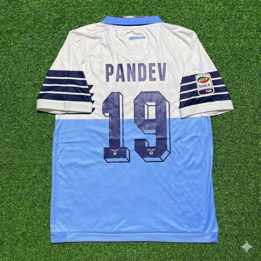 Goran Pandev #19 Lazio White Blue Retro Home Football Jersey