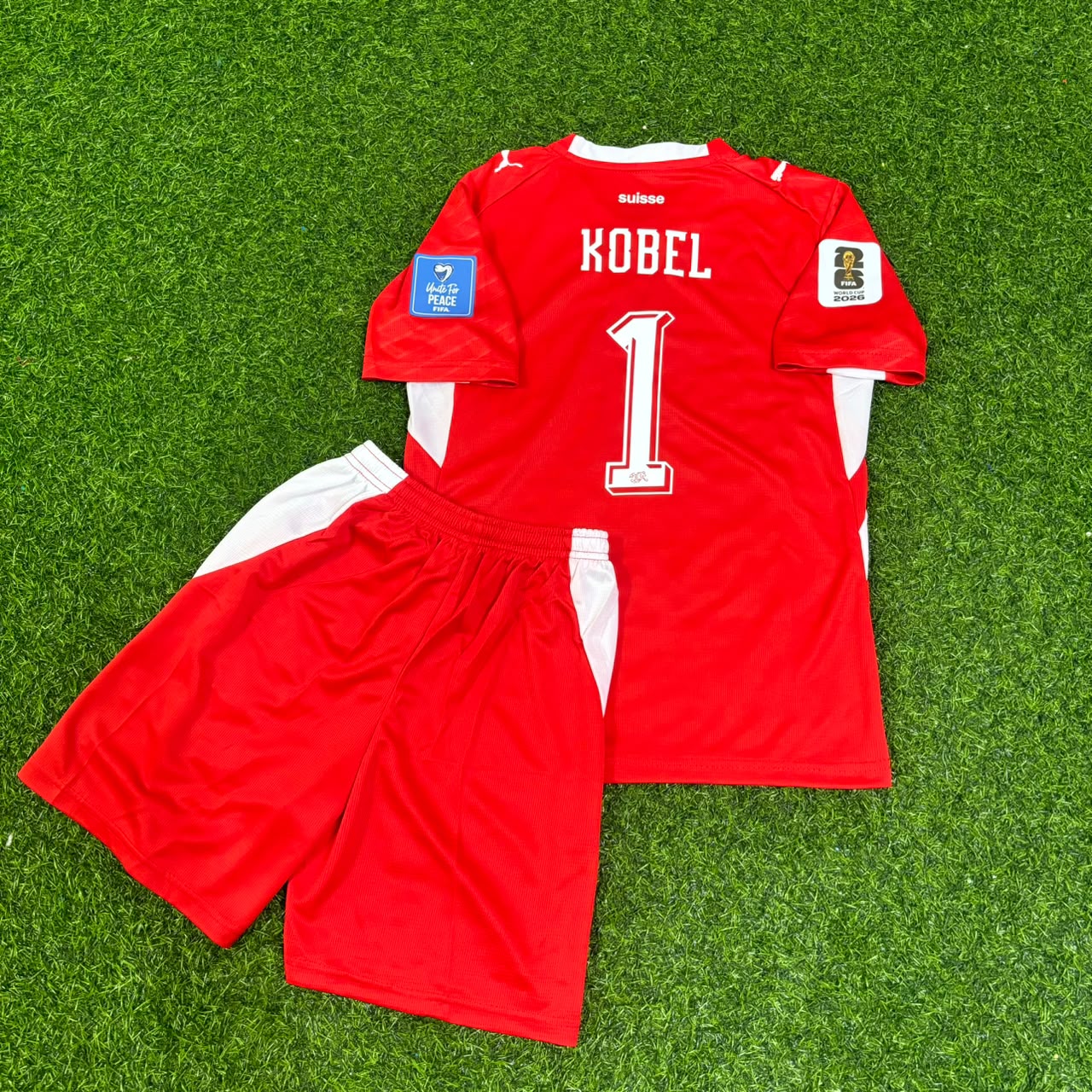 Gregor Kobel 1- Switzerland 2026 World Cup Kids Kit Jersey Trikot Maillot
