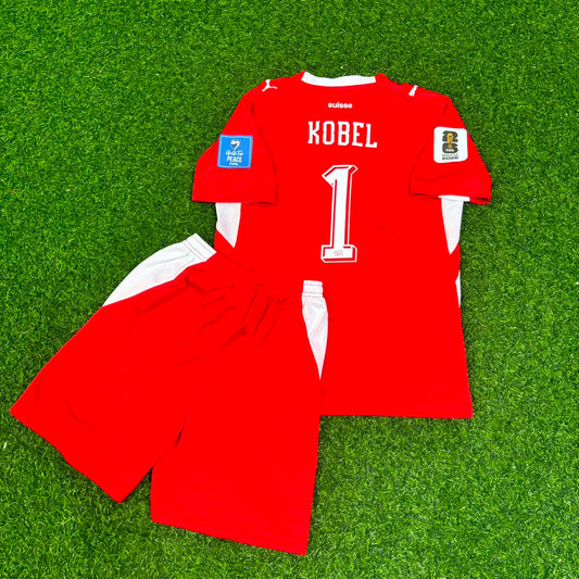 Gregor Kobel 1- Switzerland 2026 World Cup Kids Kit Jersey Trikot Maillot