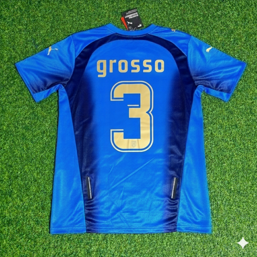 Fabio Grosso 3 - Italy 2006 World Cup Final Retro Jersey Maillot Trikot Maglia Soccer Shirt