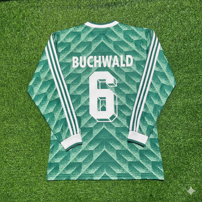 Guido Buchwald Germany 1990 World Cup Green Long Sleeve Football Jersey