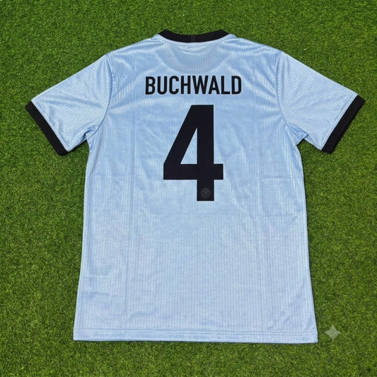 Guido Buchwald Germany 125th Year Special Clear Blue Retro Football Jersey
