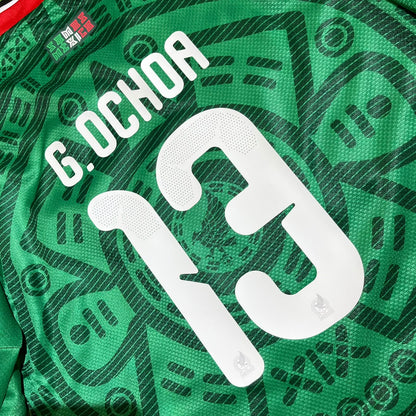 Guillermo Ochoa Mexico 2026 World Cup Home Green Long Sleeve Kids Football Jersey