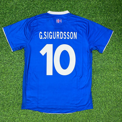Gylfi Sigurdsson Iceland Euro 2016 Home Retro Football Jersey