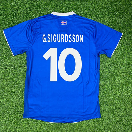 Gylfi Sigurdsson Iceland Euro 2016 Home Retro Football Jersey