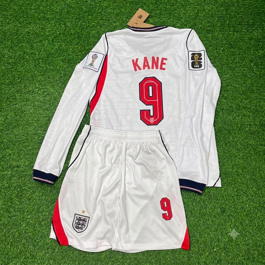 Harry Kane #9 England 2026 World Cup White Kids Long Sleeve Football Jersey Kit