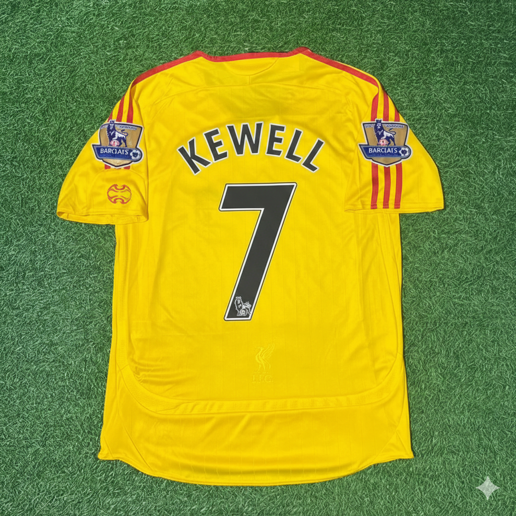 Harry Kewell Liverpool 2006/2007 Yellow Retro Football Jersey Kit