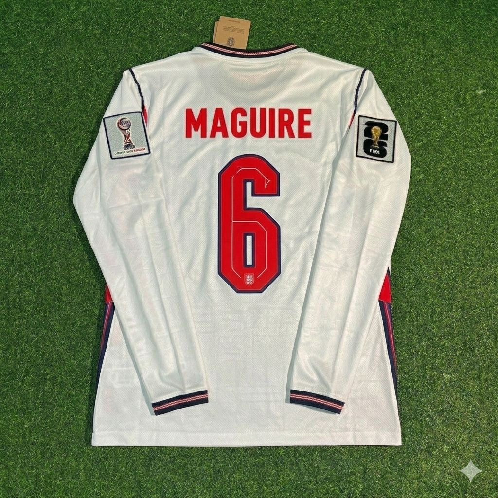 Harry Maguire #6 England 2026 World Cup Home White Long Sleeve Jersey