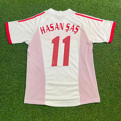 Hasan Şaş Turkey Türkiye 2002 World Cup White Retro Football Jersey