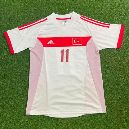 Hasan Şaş Turkey Türkiye 2002 World Cup White Retro Football Jersey
