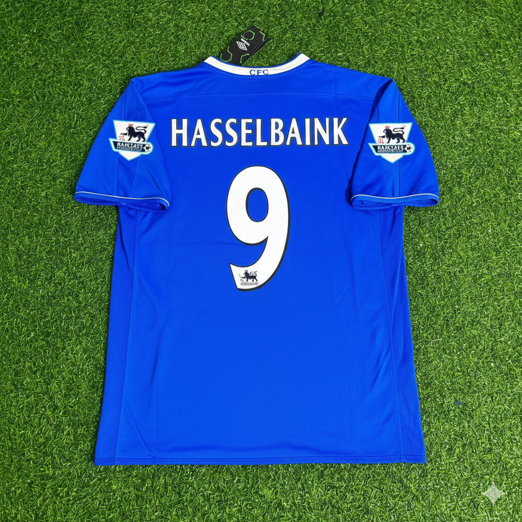 Jimmy Floyd Hasselbaink Chelsea Heimtrikot der Saison 2003-2005, marineblau, Retro-Trikot, Fußballtrikot
