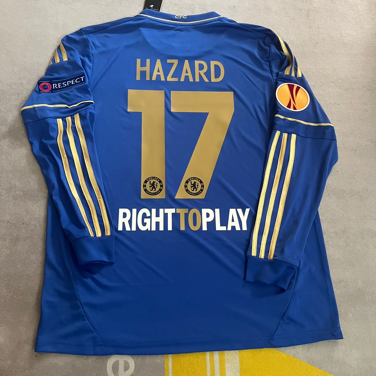 Eden Hazard Chelsea 2013 Europe League Final Amsterdam Blue Retro Football Jersey