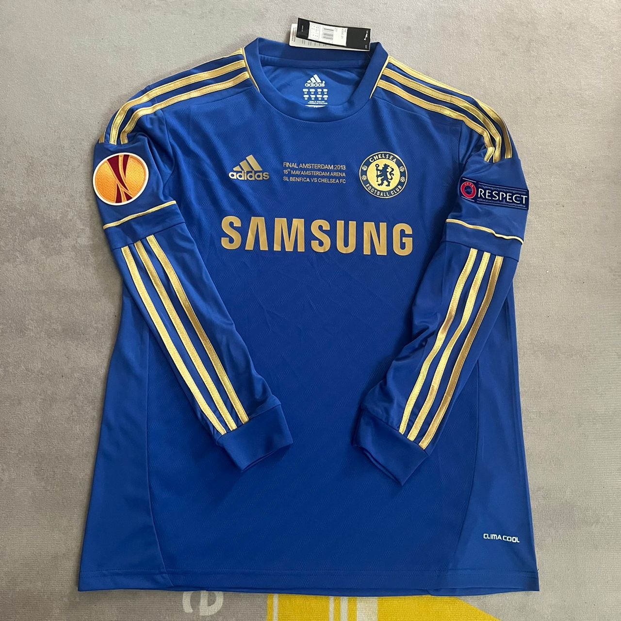 Eden Hazard Chelsea 2013 Europe League Final Amsterdam Blue Retro Football Jersey