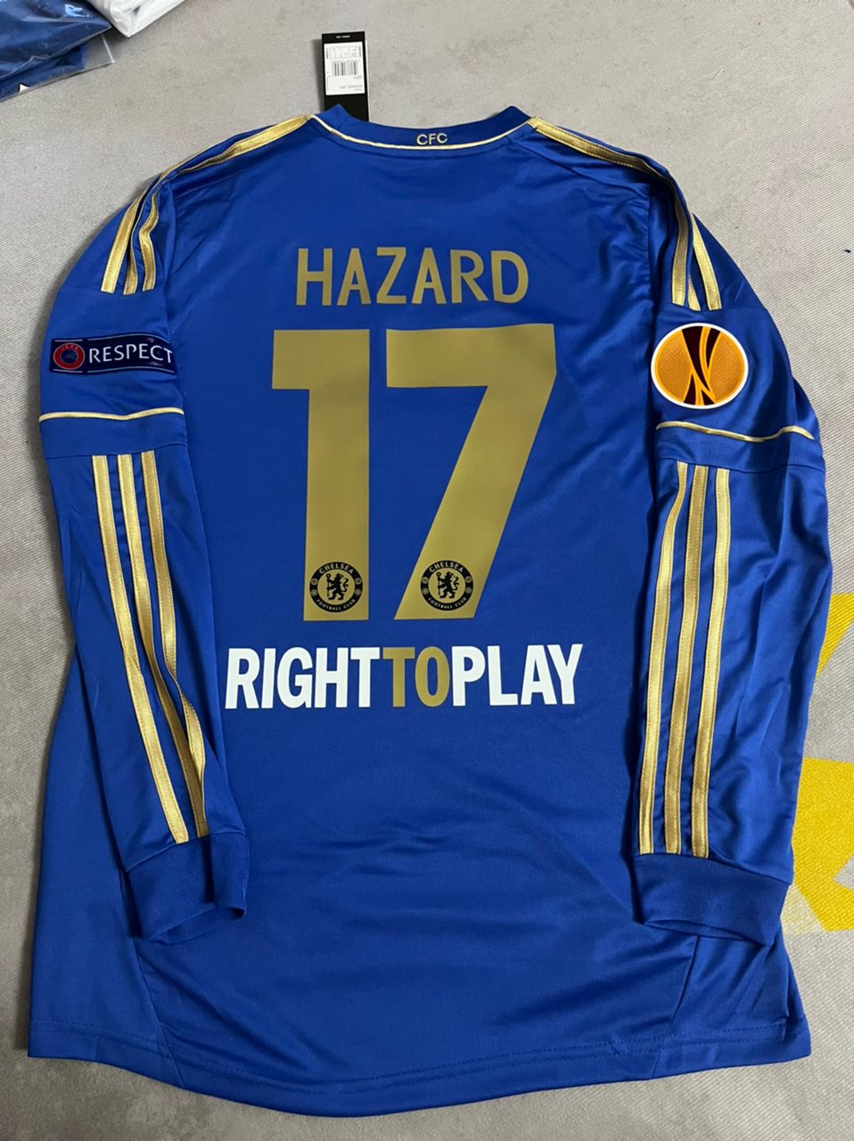 Eden Hazard Chelsea 2013 Europe League Final Amsterdam Blue Retro Football Jersey