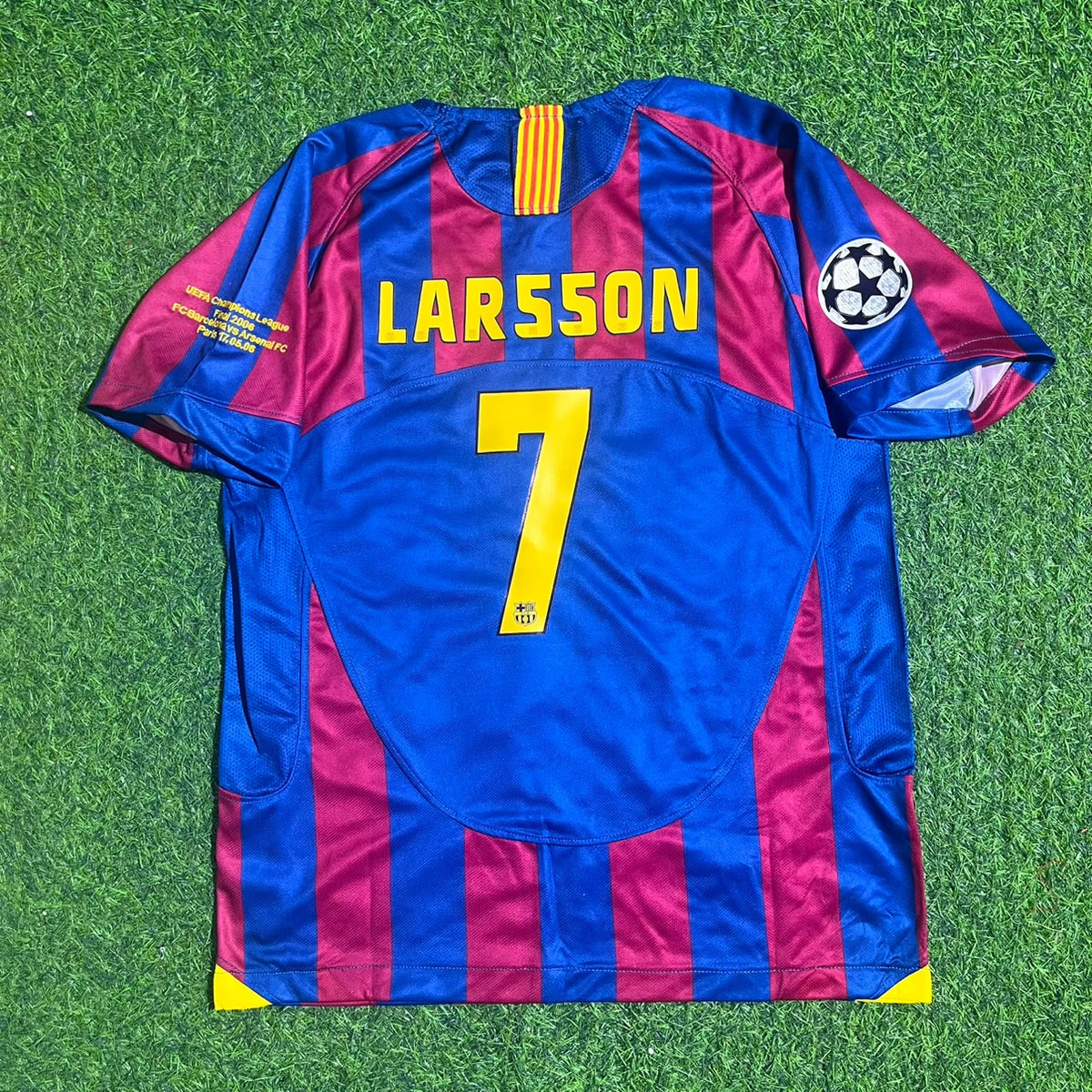 Sebastian Larsson Barcelona 2006 Final Kids Retro Short Sleeve Football Jersey