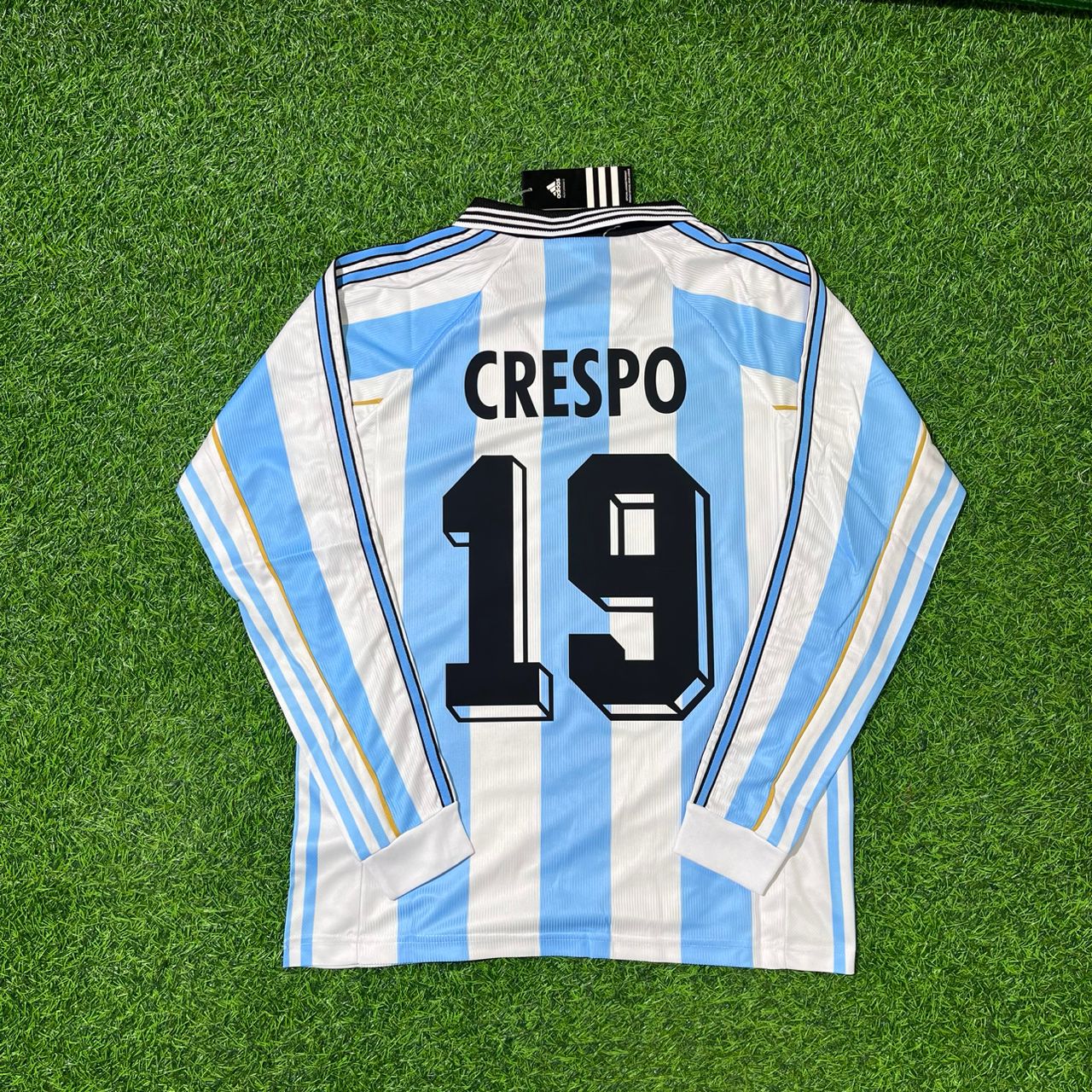 Hernan Crespo Argentina 1998 World Cup White Long Sleeve Retro Football Jersey Kit