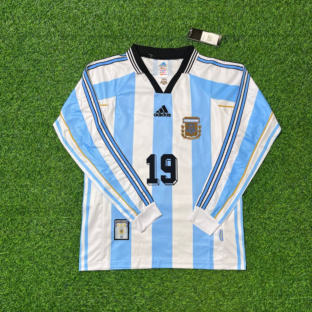 Hernan Crespo Argentina 1998 World Cup White Long Sleeve Retro Football Jersey Kit
