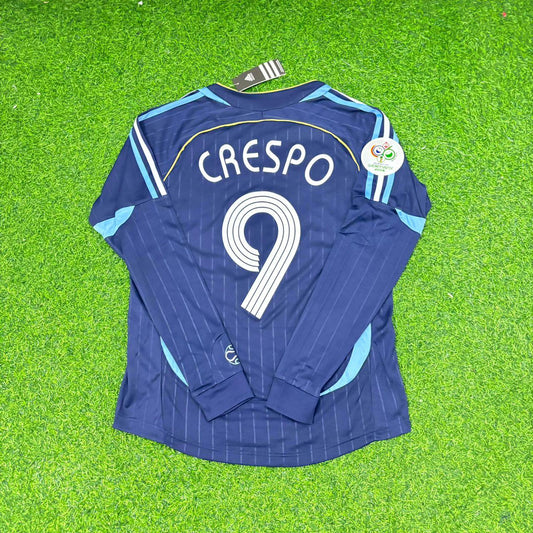 Hernan Crespo Argentina 2006 World Cup Long Sleeve Retro Football Jersey Kit