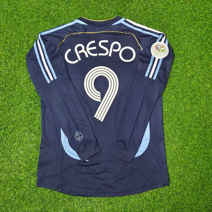 Hernan Crespo Argentina 2006 World Cup Long Sleeve Retro Football Jersey Kit