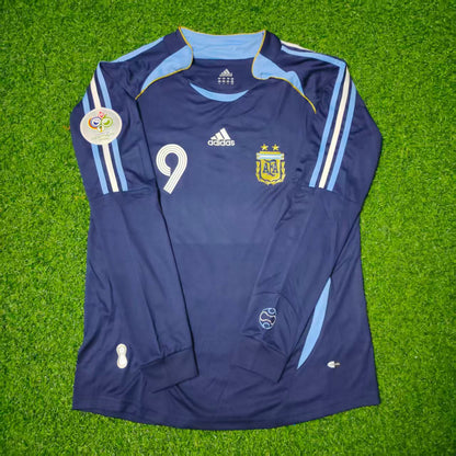 Hernan Crespo Argentina 2006 World Cup Long Sleeve Retro Football Jersey Kit