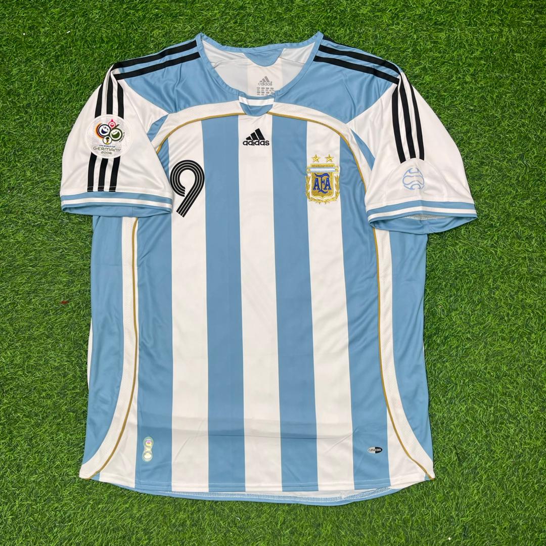 Hernan Crespo Argentina 2006 World Cup Retro Soccer Jersey Maillot Trikot Maglia